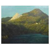 C.M. Rebel Oil on Canvas Lake Landscape C.M. Rebel Oil on Canvas Lake Landscape