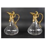 Pair Martin Benito Crystal & Gilt Bronze Ewers Pair Martin Benito Crystal & Gilt Bronze Ewers