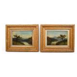 Pair Oil on Canvas Landscapes Attributed to J Shaw Pair Oil on Canvas Landscapes Attributed to J Shaw