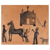 Bill Traylor Folk Art Painting on Cardboard Bill Traylor Folk Art Painting on Cardboard