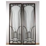 Pair of Art Deco Style Glass & Metal Door Panels