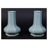 Pair of Celadon Porcelain Vases