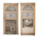 2 French Wallpaper Panels After Arthur et Robert
