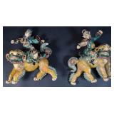 Pair of Chinese Terracotta Roof Tiles Foo Dogs