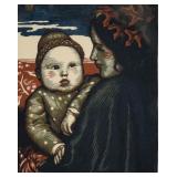 Allen Lewis Woodcut Mother & Child
