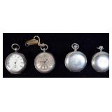 4 Silver Pocket Watches Coin, 800, Sterling