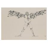 Leonard Baskin Etching Birdman With Spread Wings