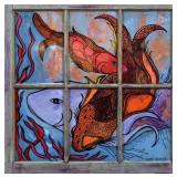 Lainey Hunter Mixed Media on Glass Window Fish