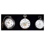 3 English Sterling Pocket Watches
