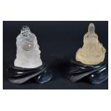 2 Rock Crystal Figures Buddha & Guanyin