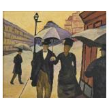 After Gustave Caillebotte Oil on Board Rainy Day