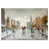 Rise Oil on Canvas Paris Street Scene