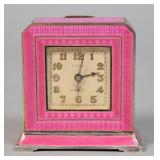 Tiffany & Co. Guilloche Enamel & Silver Clock