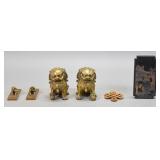 6 Chinese Decorative Items Foo Dogs, Ink Stick