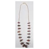 Amber & Turquoise Beaded Fetish Necklace 14k Clasp