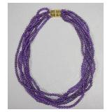 Multi-Strand Amethyst Bead Necklace With 14k Clasp