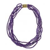 Multi-Strand Amethyst Bead Necklace With 14k Clasp