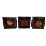 3 Late 19th Century Chinese Lacquered Storage Box