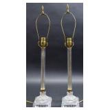 Pair of Crystal Column Lamps