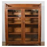 Oak Arts & Crafts Double Door Bookcase