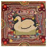 Folk Art Hooked Rug With Goose