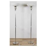 Pair of Modern Chrome & Glass Floor Lamps