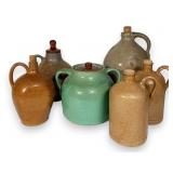 6 Glazed Stoneware Crocks & Jugs