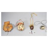 4 Native American Medicine Bags & Pouches