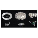 6 Sterling Brooches Unger Bros., Eliat