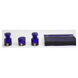 4 Piece Moser Cobalt Crystal Desk Set