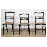 3 Hand Painted Rush Seat Chairs