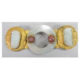 Chinese Gilt Bronze & Jade Buckle
