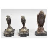 3 Bird Sculptures, Bronze, Bookends
