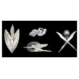 4 Art Nouveau Sterling Brooches