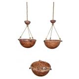 3 Art Deco Carved Alabaster Pendant Light Fixtures