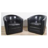 Pair of Leather Swivel Lounge Chairs