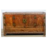 Primitive Style Sideboard With Nailhead & Hide