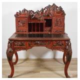 Japanese Carved Red Lacquer Desk