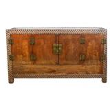 Primitive Style Sideboard With Nailhead & Hide