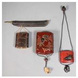 3 Japanese Inro & Tobako-Ire