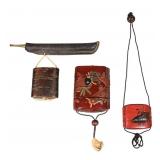 3 Japanese Inro & Tobako-Ire