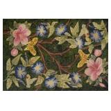 Folk Art Hooked Rug Hummingbirds & Butterflies