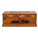 Pine Blanket Chest with Native American Motif