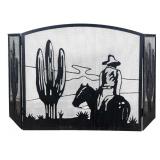 Western Cowboy Saguaro Cactus Fireplace Screen