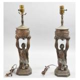 Pair of Figural Spelter Lamps Joan of Arc