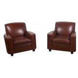 Pair of Brown Leather Club Chairs