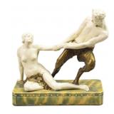Porcelain Sculpture Satyr & Nude Woman