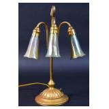 Tiffany Studios Gilt Bronze Three Light Lily Lamp