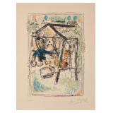 Marc Chagall Lithograph The Artist At the Village