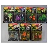 Set 7 Kenner Swamp Thing Action Figures, Card